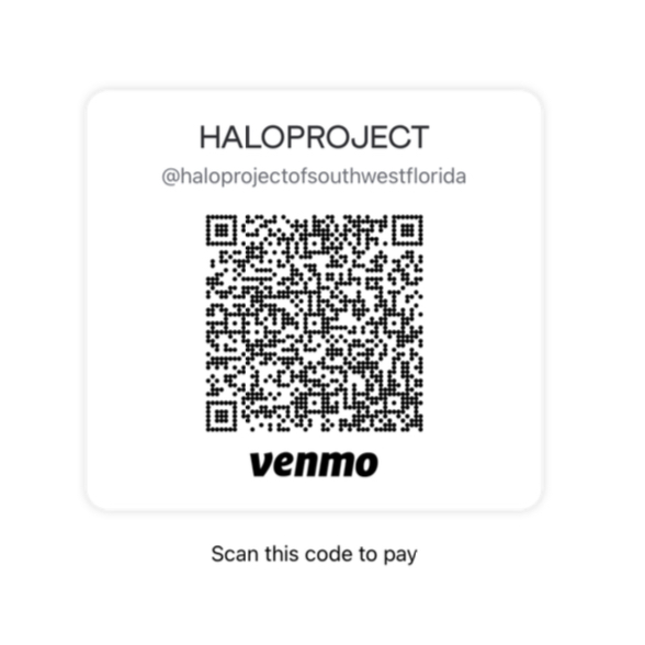 The QR code to donate to The Halo Project.